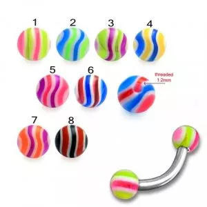 SS Banana Bar With 3mm Multi Color UV Balls