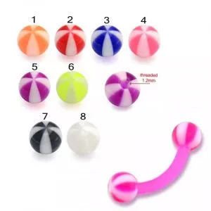 UV Eyebrow Banana Bar Ring with UV Beach Balls