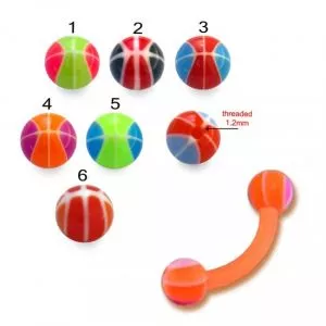 Bio Flex Eyebrow Banana With Mix Color Baseball Designed UV Ball