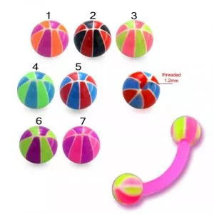 Bio Flex Eyebrow Banana With Mix Color Basketball Printed UV Balls