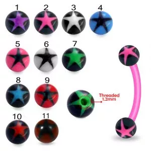 UV Flexible Curved Eyebrow Banana With Star Designed UV Ball