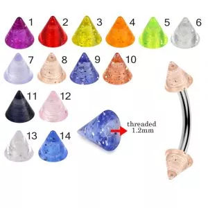 316L Surgical Steel Eyebrow Banana With Glittering UV Cones