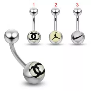 316L Surgical Steel Curved Belly Banana With Nike And Chanel Logo