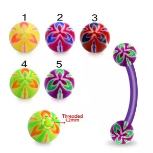 Bio Flex Eyebrow Banana With UV Acrylic Colorful Fancy Balls