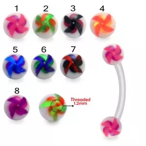 Bio Flex  Eyebrow Banana With Colorful Windmill Painted UV Ball