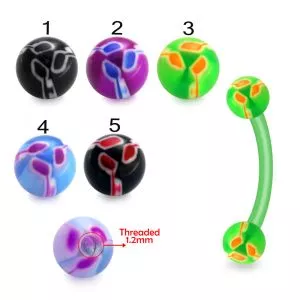 Bio Flex Eyebrow Banana With Tri Line Painted UV Balls