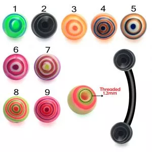 Bio Flex Eyebrow Banana With Marble Print Acrylic UV Balls