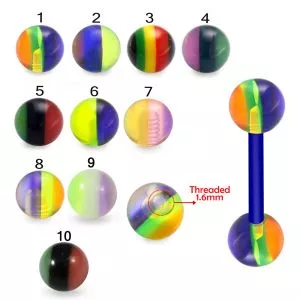 Bio Flex Tongue Barbell With  Rasta Balls