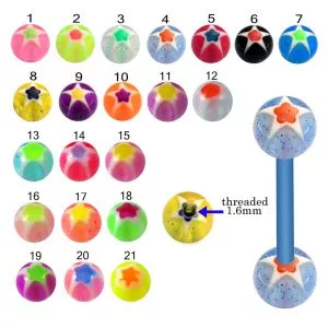 Glow Ball UV Tongue Bars Rings Body Piercing Belly Button Ring Stud