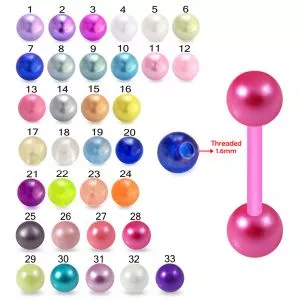 Bio Flex Tongue Barbell With UV Acrylic Pearl Balls