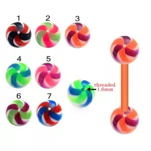 Bio Flex Tongue Barbell With  Spacer Beach UV Balls