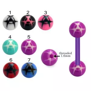 Bio Flex Tongue Barbell With Bio Hazard Design  UV Balls