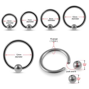 316L Surgical Steel 16G Captive Bead Rings