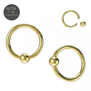 G23 Grade Titanium Gold Anodized Captive Bead Ring