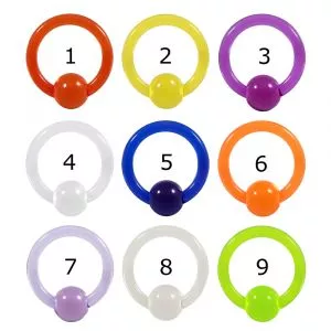 Heavy Gauge UV-Acrylic 10Gauge Captive Bead Ring 