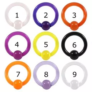 Heavy Gauge UV-Acrylic 8G Captive Bead ring 
