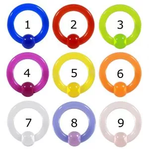 Heavy Gauge UV-Acrylic 4Gauge  Captive Bead ring 