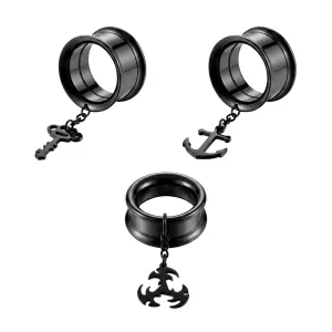 Black PVD Plated Dangling Castings Ear Flesh Tunnel