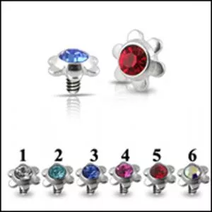 Flower Jeweled Dermal Anchor Tops