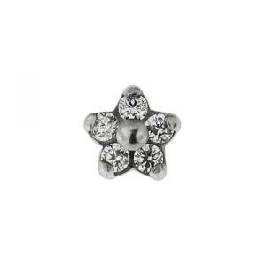 G23 Grade Titanium Threaded 5 CZ Flower Tops for Internal Madonna Labrets