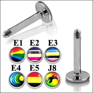 SS Labret with 4mm Multi Color Logo Ball