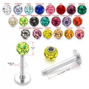 SS Labret with Epoxy Crystal Stone Ball