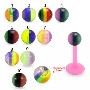 UV-Acrylic Bio Flex Labret With Rasta Balls
