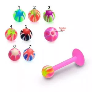 Bio Flex Labret With UV Multi Color Star Fancy Balls