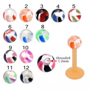 Bio Flex Labret With UV Fancy Marble Balls