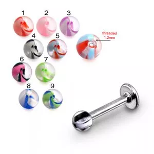316L Surgical Steel Labret With  Acrylic Mix Color UV Balls