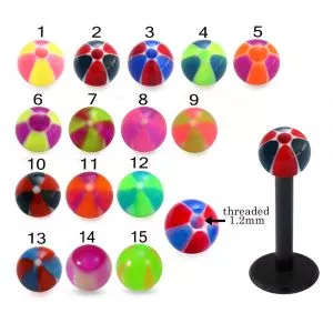 Bio Flex Labret With Hand Painted Beach Ball Design UV Balls