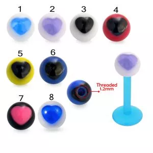 UV Labret With UV Acrlic Fancy Heart Print Balls