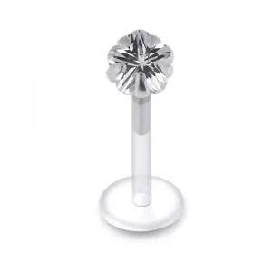 Bio Flex Labret with Flower CZ Jeweled Threadless pin top
