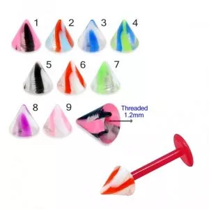 Bio Flex Labret With Fancy Transparent with colorful UV Cone