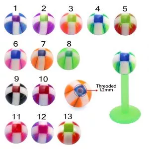 Bio Flex Labret With Stripe Checker UV Ball