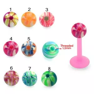 Bio Flex Labret With Colorful Hand Painted UV Balls