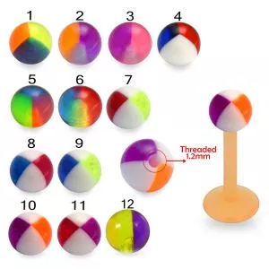 Bio Flex Labret With Assorted Hand Painted Beach Balls