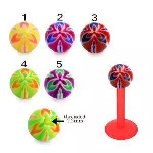 Bio Flex Labret With UV Acrylic Colorful Fancy Balls