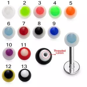 316L Surgical Steel Labret With Eyeball Design UV Ball