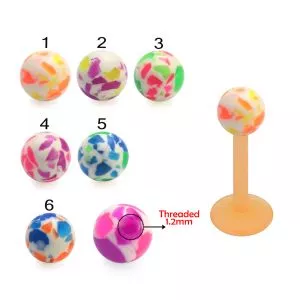 Bio Flex Labret With Multi Color Marble Design UV Ball