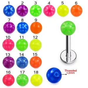316L Surgical Steel Labret With Fancy Color UV Balls
