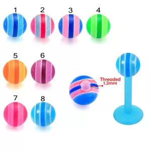 Bio Flex Labret With Multi Stripe UV Balls