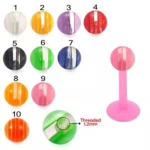 Bio Flex Labret With White Faded Stripes UV Balls