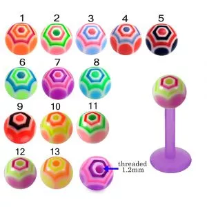Bio Flex Labret With Acrylic Marble UV Balls