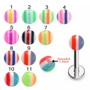 316L Surgical Steel Labret With Marble Acrylic UV Balls