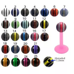 Bio Flex Labret With Multi Stripes UV Balls