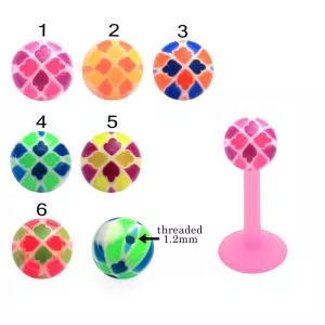 Bio Flex Labret With Mix Color Leaf UV Balls