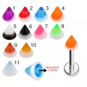 316L Surgical Steel Labret With Double color Fancy UV Cones