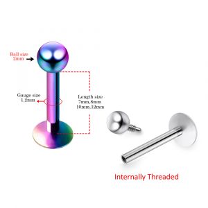 316L Surgical Steel Top Ball with Convex Back Labret