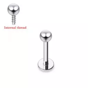 316L Surgical Steel Top Ball Internally Threaded with Flat Back Labret 